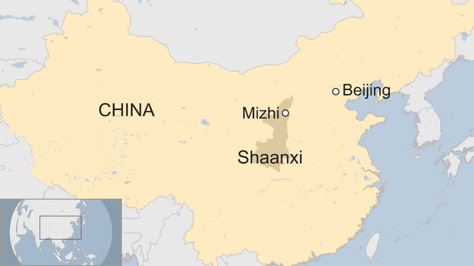 A BBC map showing the location of Mizhi County in Shaanxi province