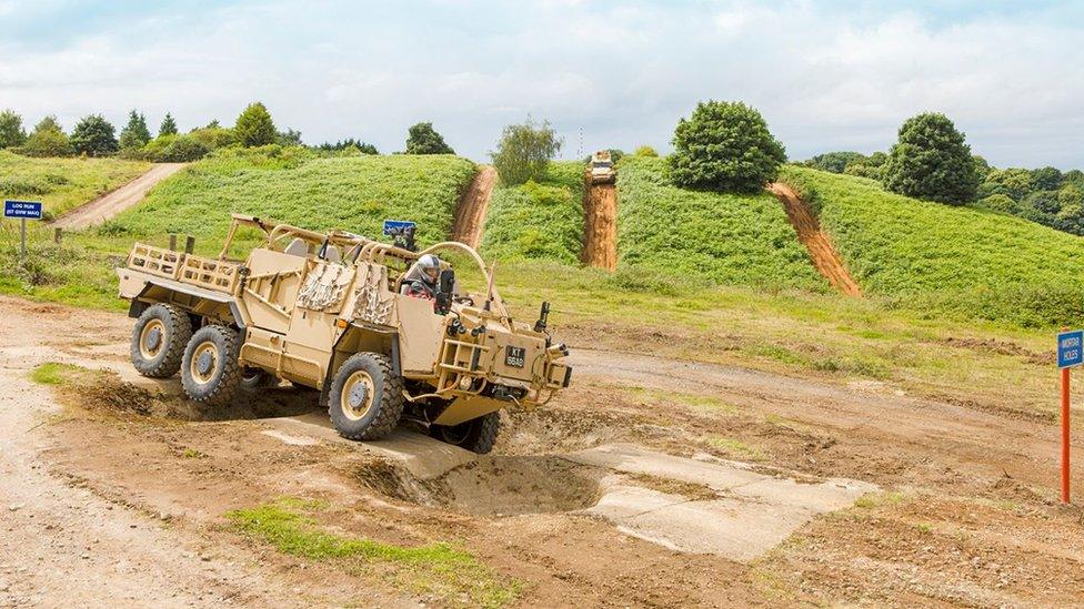 Military vehicle being tested