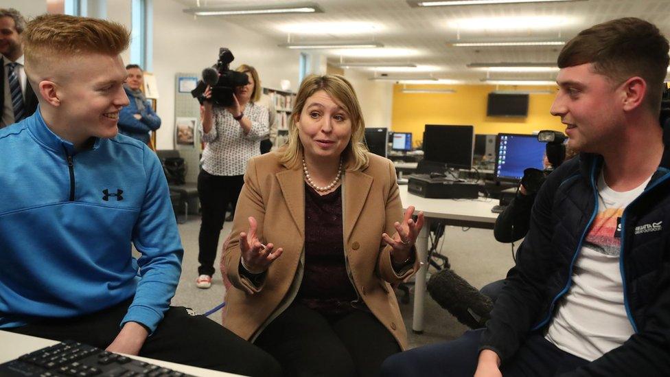 Karen Bradley meeting students at Belfast Metropolitan College