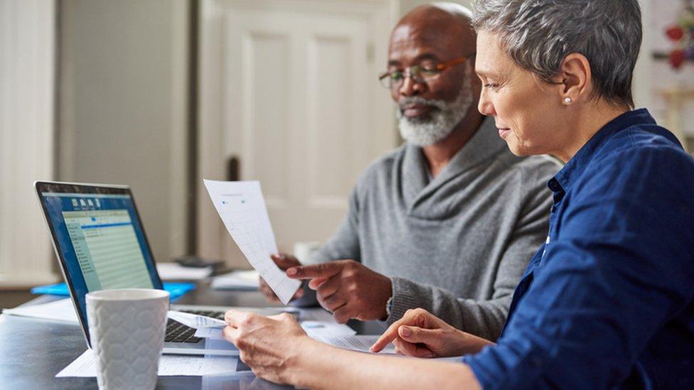 Couple studying finances