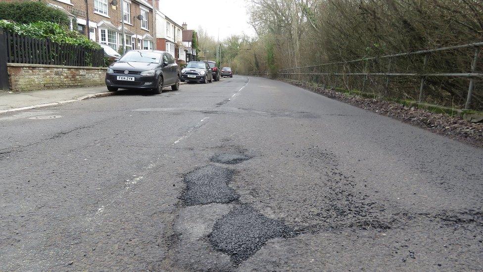 Potholes on Latimer Road, Chesham