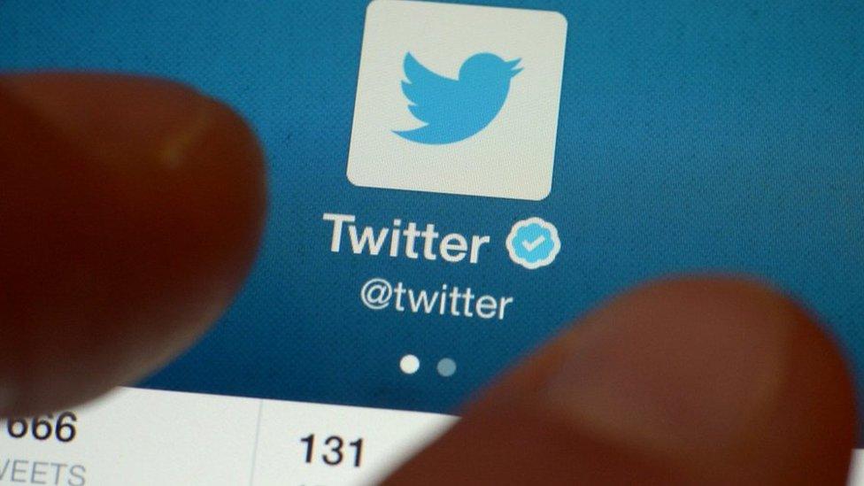 Twitter logo on mobile phone