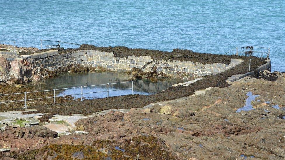 Storm damage at the gent's pool at the Bathing Pools, Guernsey