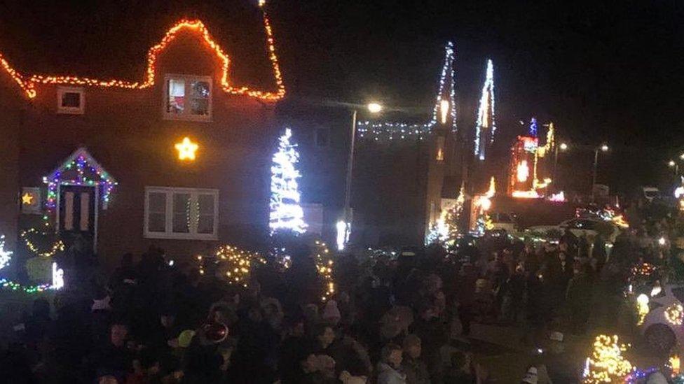 Christmas lights on Hollow Wood Road in Burton Latimer