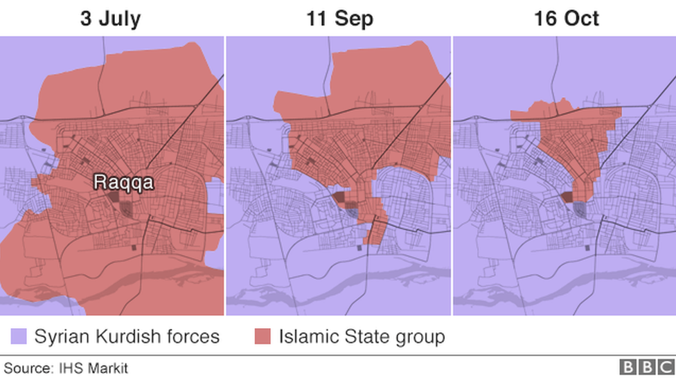 Map shows control over Raqqa