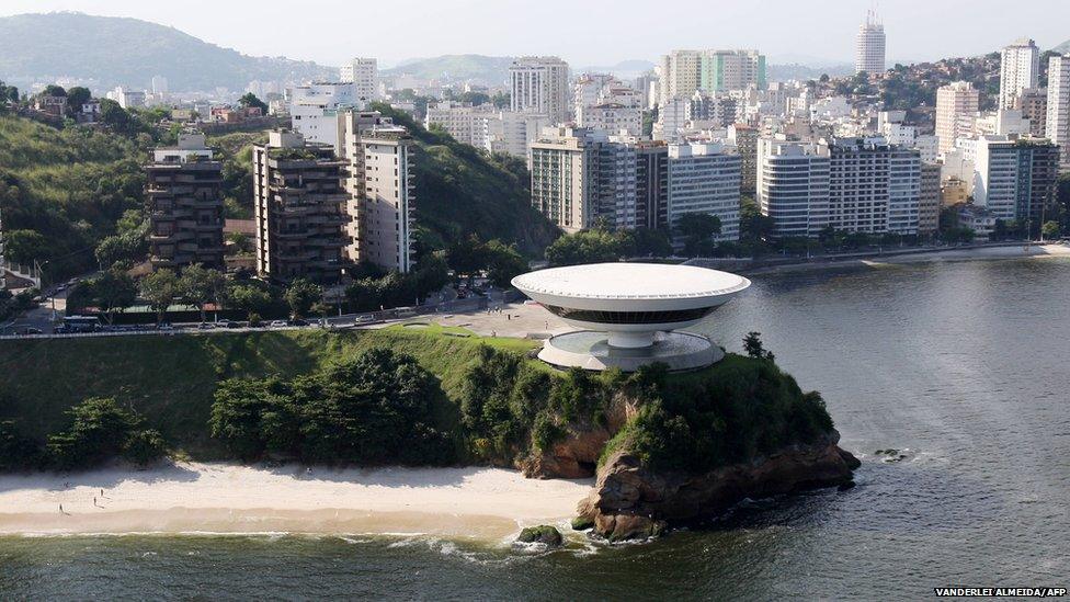 Aerial view taken on 30 April, 2009 of the Museum of Contemporary Art designed by Niemeyer