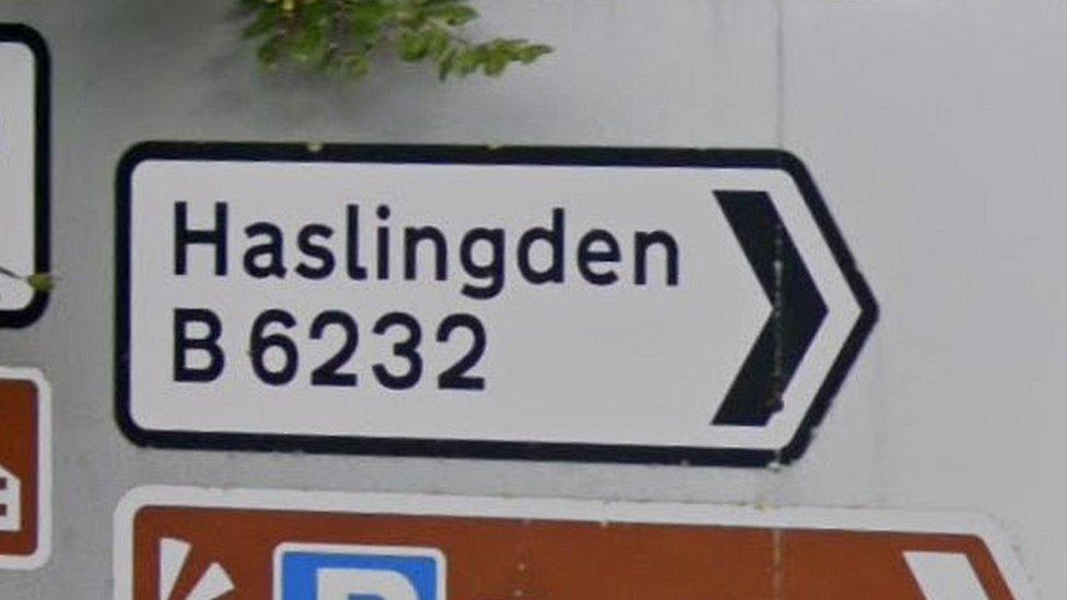 Haslingden road sign