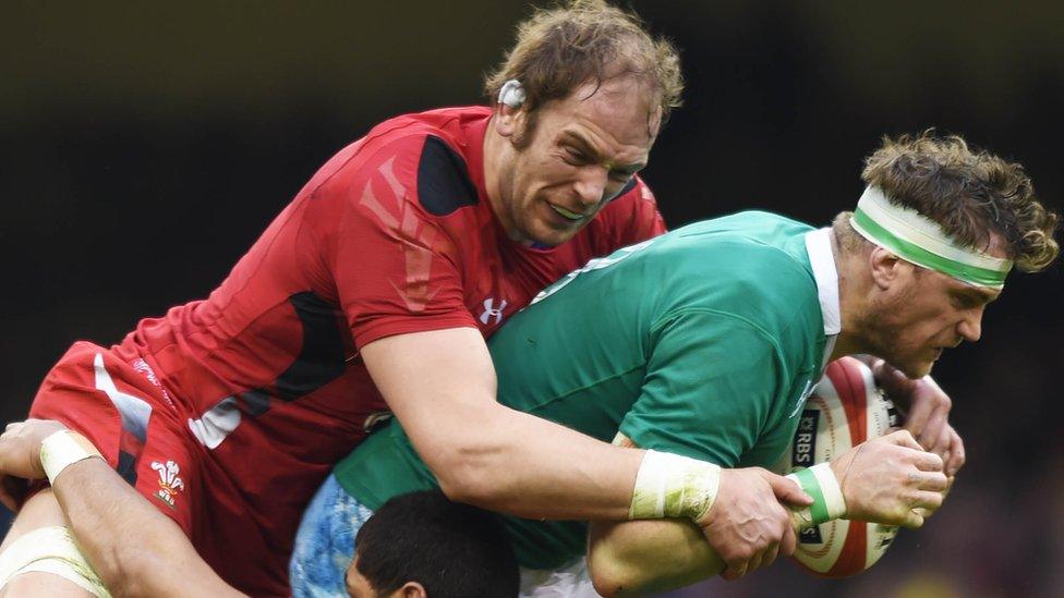 Alun Wyn Jones tackles Jamie Heaslip in March, 2015