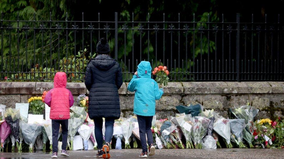 Flowers being laid at locations across the country in memory of The Queen