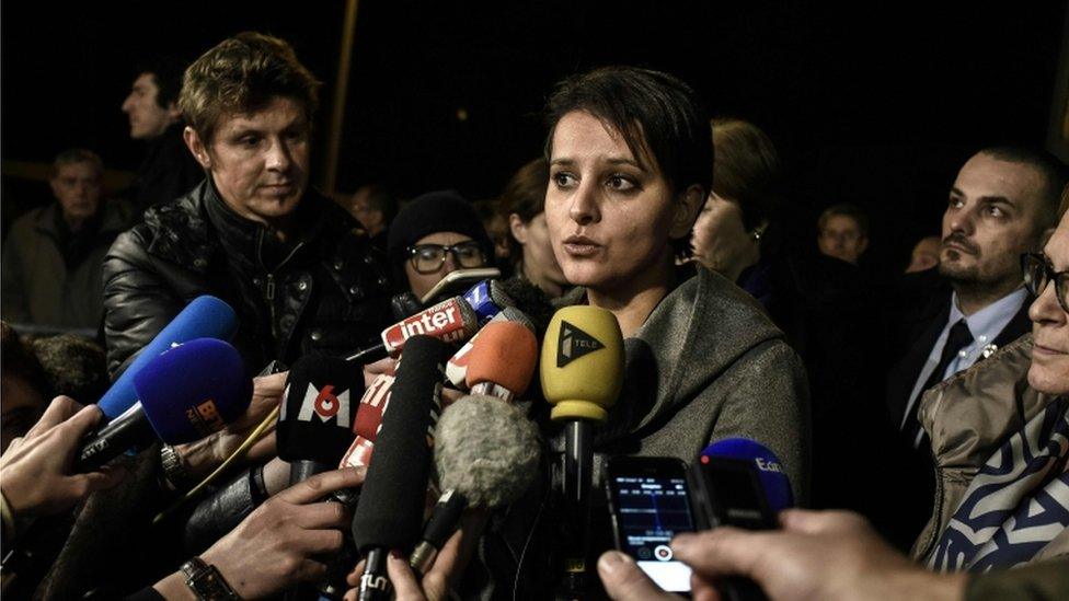 French Education Minister Najat Vallaud-Belkacem addresses the media at the Saint-Exupery High School in Lyon on 13 January 2016.