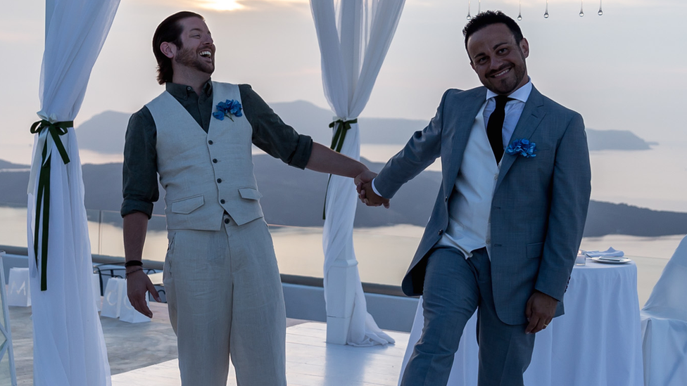 Marco Bulmer-Rizzi (right) on his wedding day with late husband David