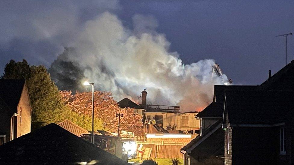 Fire at derelict building near Norwich