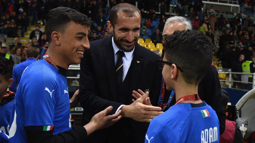 Adam and Ramy meet Giorgio Chiellini, the captain of the Italian football team