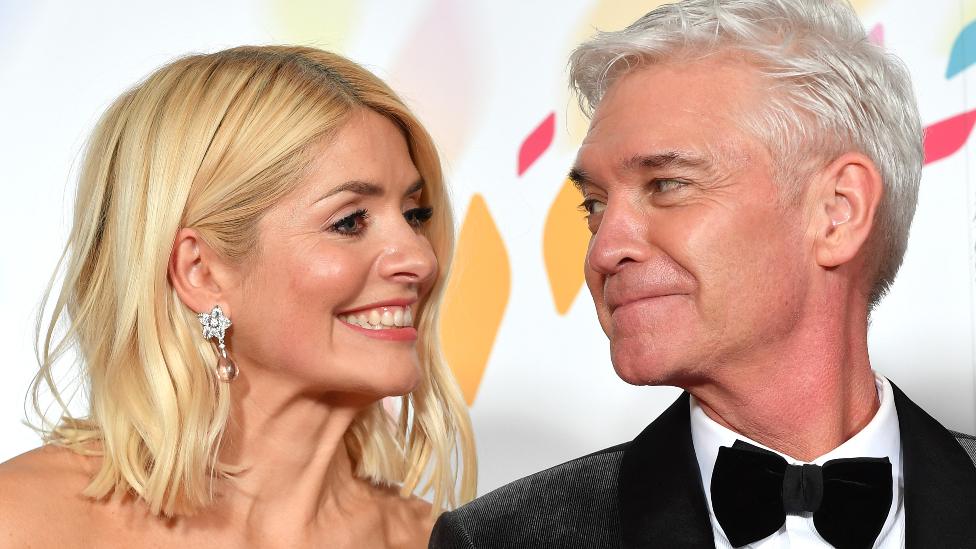 Holly Willoughby and Phillip Schofield pose with the award for Live Magazine Show for 'This Morning' in the winners room attends the National Television Awards 2020 at The O2 Arena on January 28, 2020 in London, England