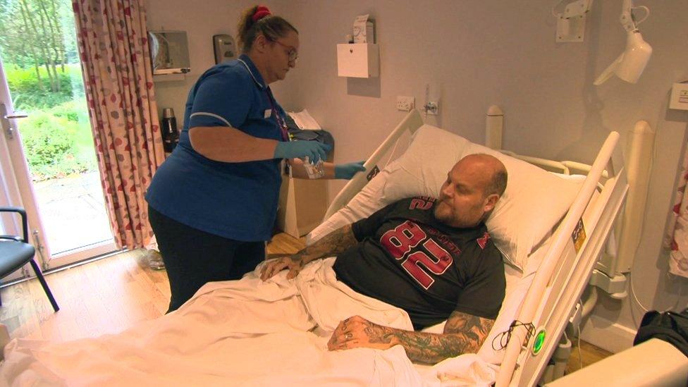 Nurse and Paul Crook in hospice