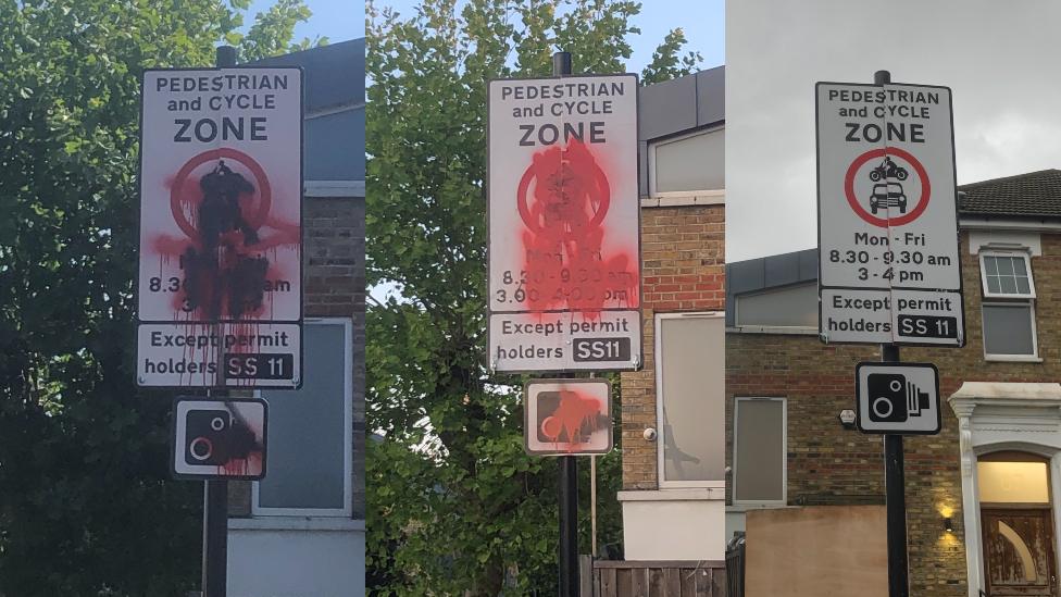 vandalised school street in Hackney