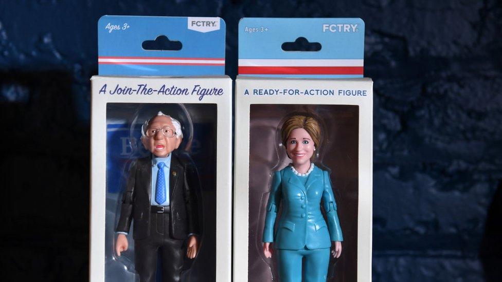 Dolls depict the 2016 Democrat candidates