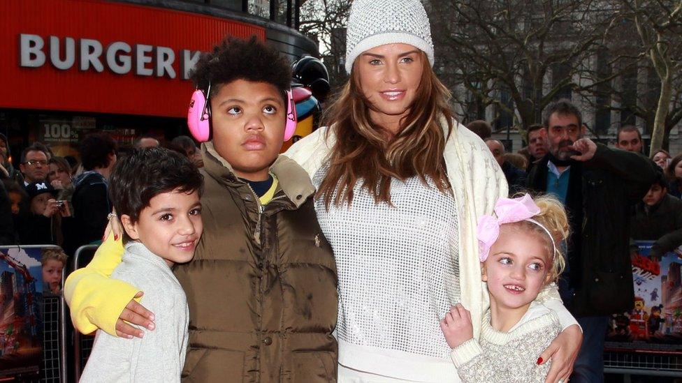 Katie Price with her children Junior (left), Harvey and Princess Tiaamii