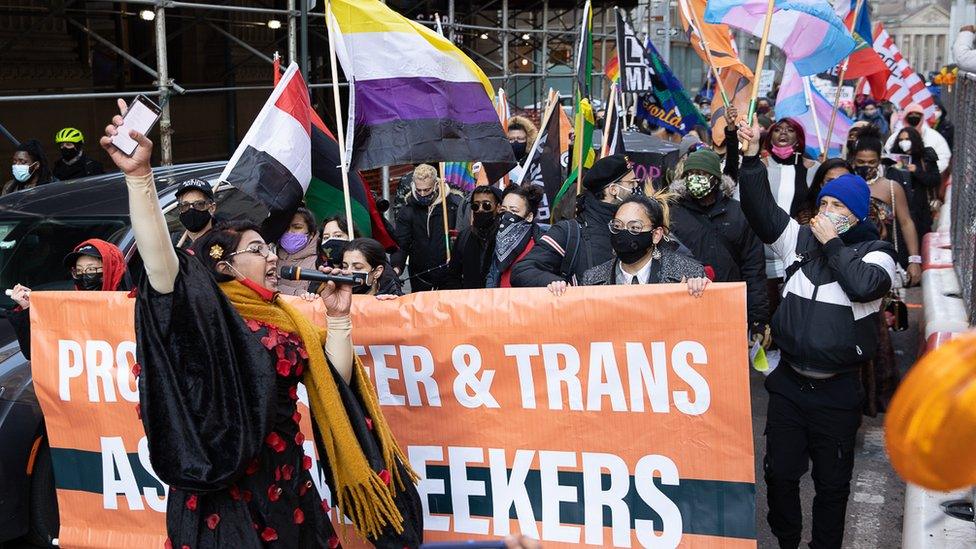 Iman at a trans asylum seeker march