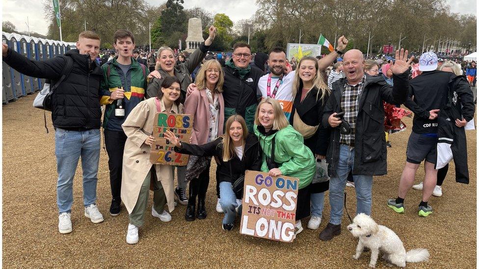 Ross and his family after running the London Marathon