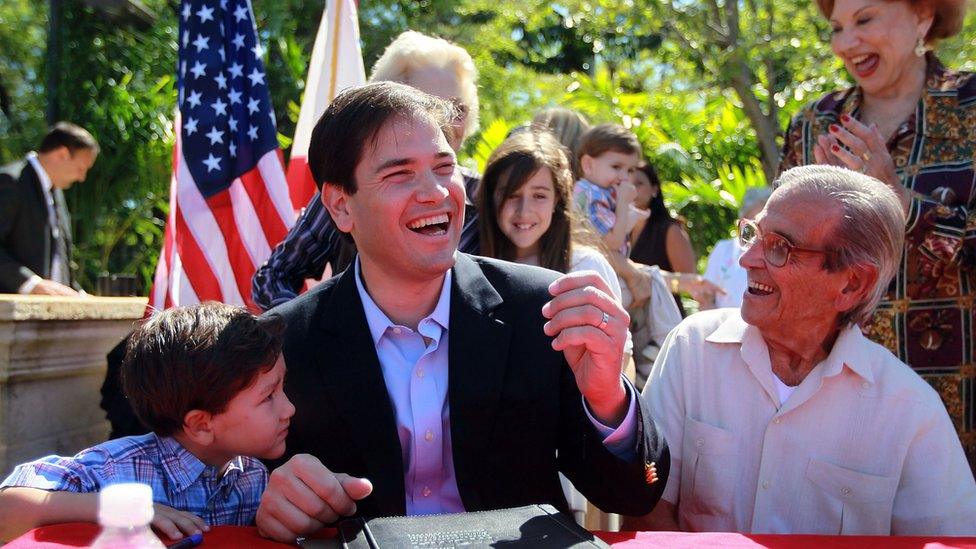 Marco Rubio is pictured with his father Mario (right) in 2010