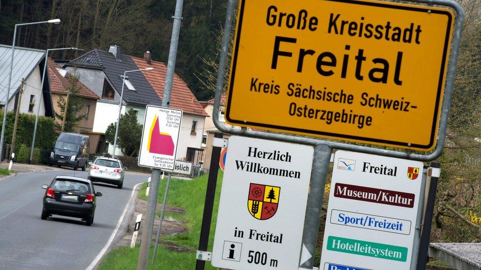 Town sign of Freital. File photo