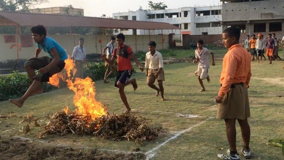 Trainees at a Hindu "self defence" camp