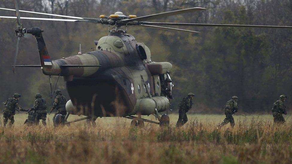 Serbian soldiers (pictured) on exercises with Russians, 7 Nov 16