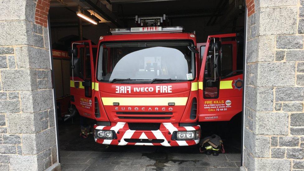 Fire appliance at Guernsey's fire station