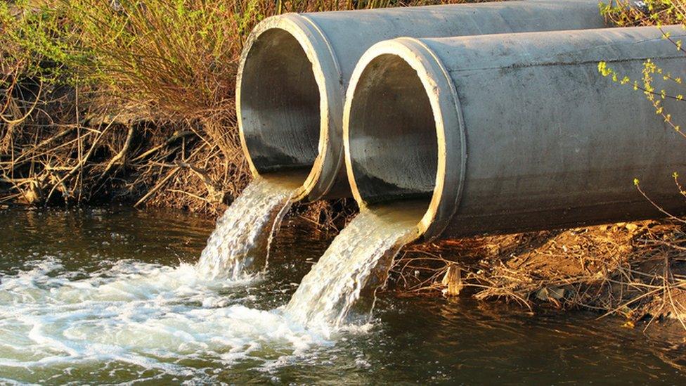 Sewage spilling out of pipes