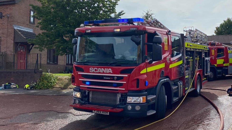 Two fire engines from Ashfield Fire Station