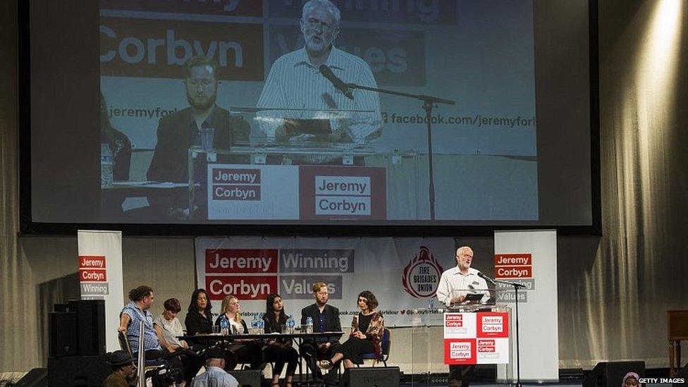 Jeremy Corbyn addresses supporters