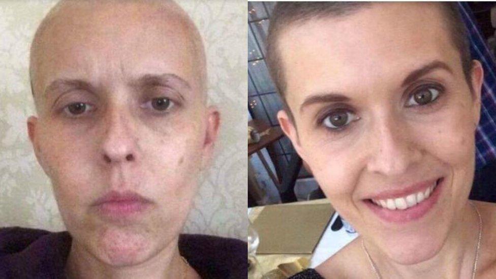 Pictures of Liz Sheppard, who has been crowdfunding treatment for cancer