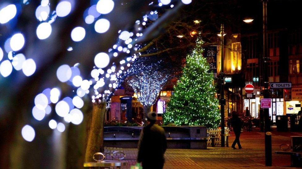 Christmas tree with lights in Portsmouth