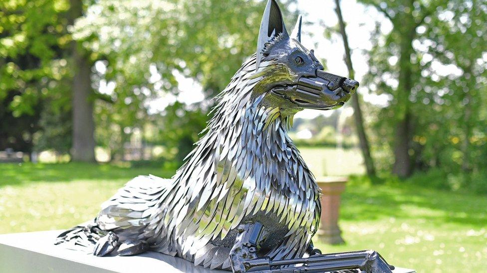 Police dog statue