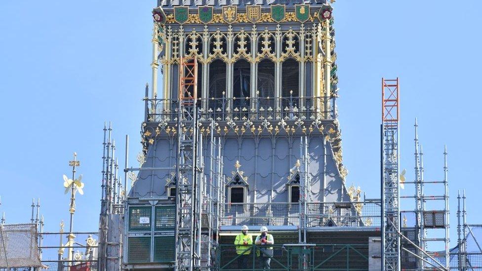 The Elizabeth Tower with scaffolding