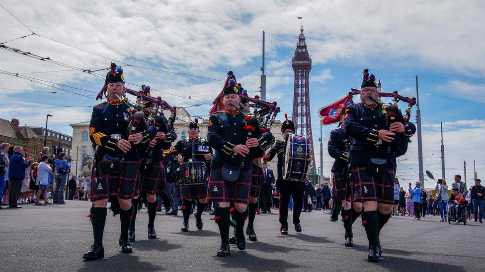 Army band perform on Blackpool promenade