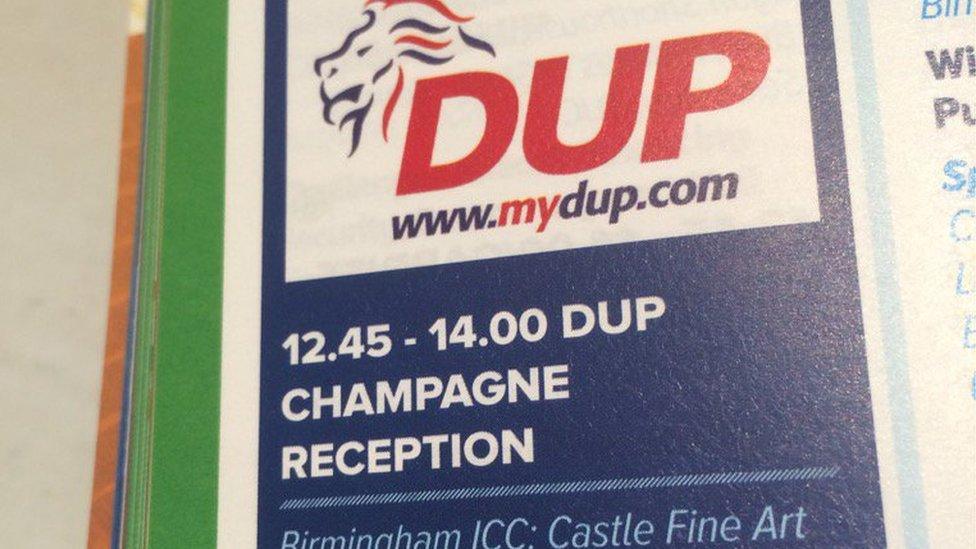 DUP champagne reception at the Conservative Party conference