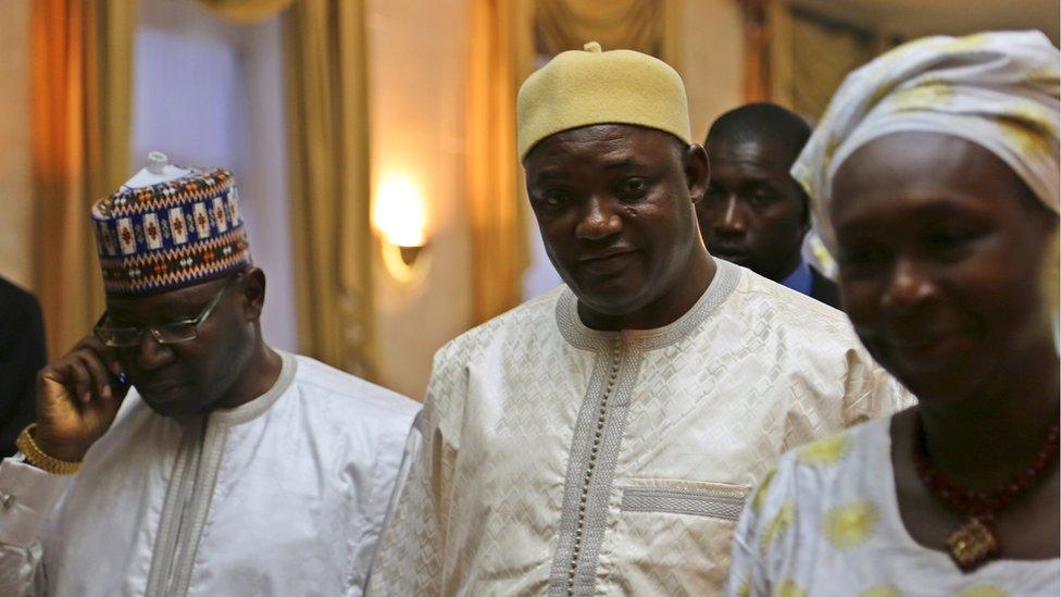 Gambia's President Adama Barrow is seen in Dakar, Senegal on 20 January