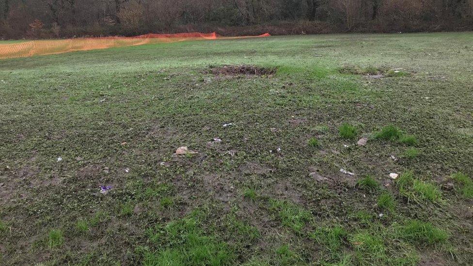 The Sue Noake grounds after flooding