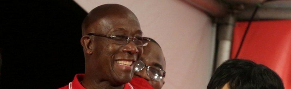 Trinidad and Tobago Prime Minister Keith Rowley reacts while claiming victory for his ruling party in a general election, in Port of Spain, Trinidad and Tobago, August 10, 2020