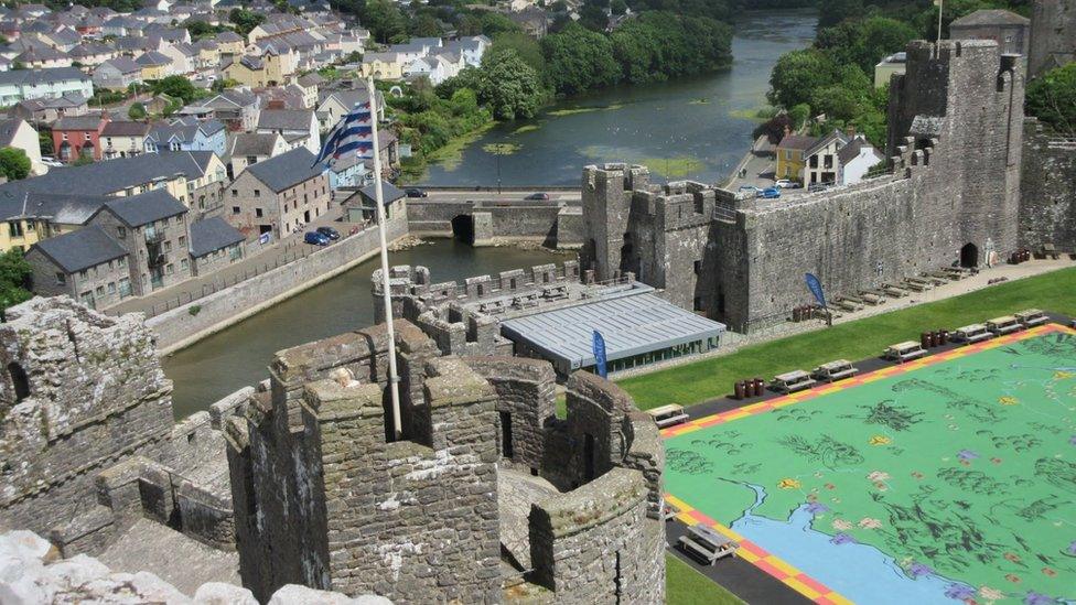 A birds eye view from the tower of Pembroke Castle, by Nigel Miller