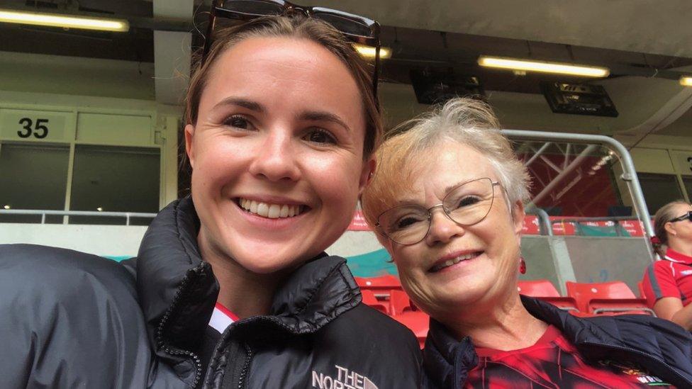 Alys and her daughter at a previous Wales rugby match