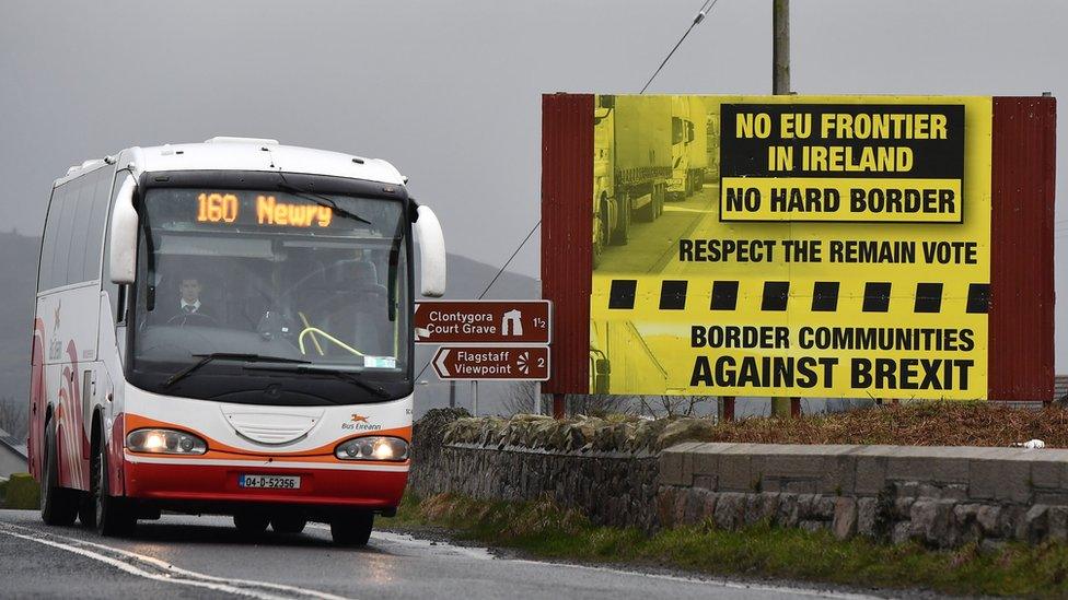 A bus crosses the Irish border