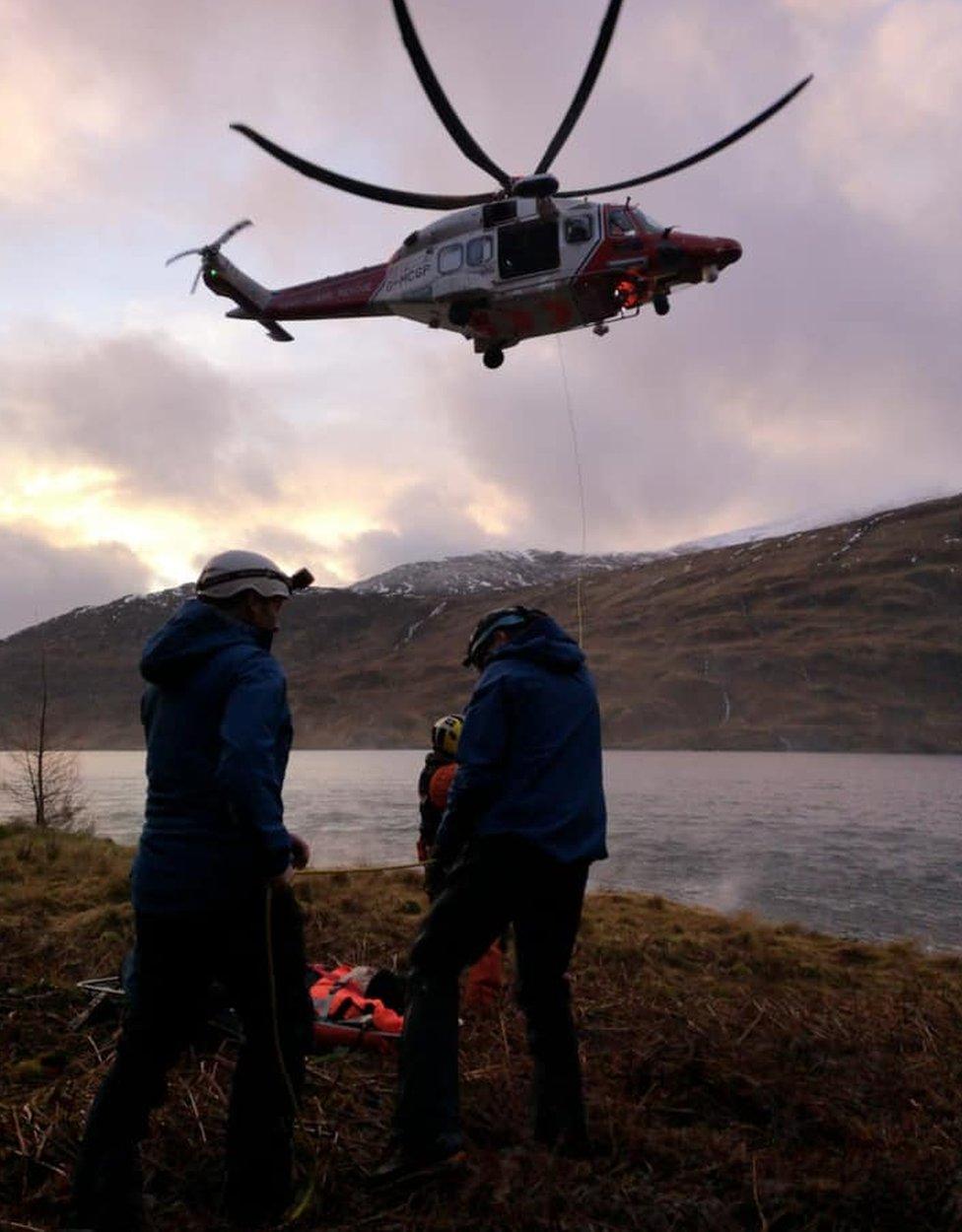 Coastguard helicopter and Lochaber MRT