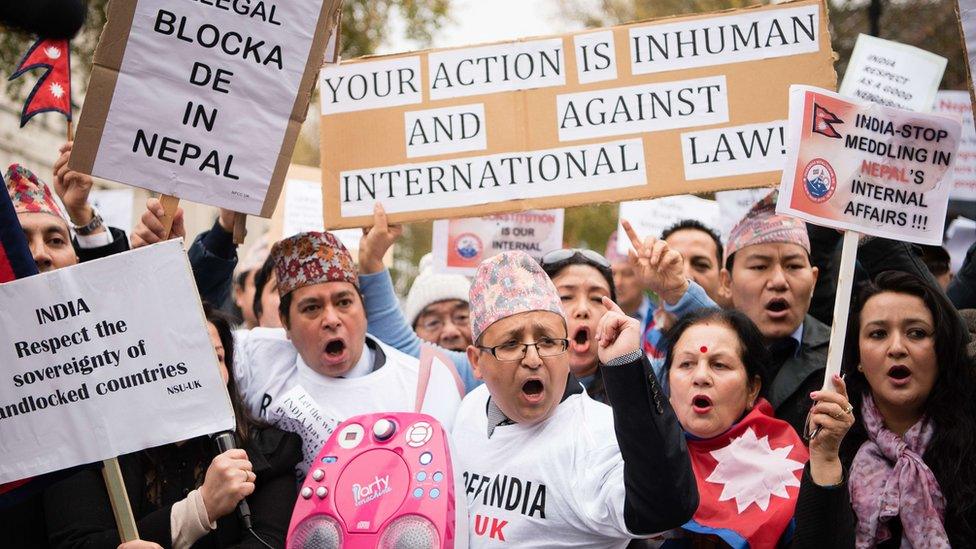 Protesters gathered for the visit of Narendra Modi