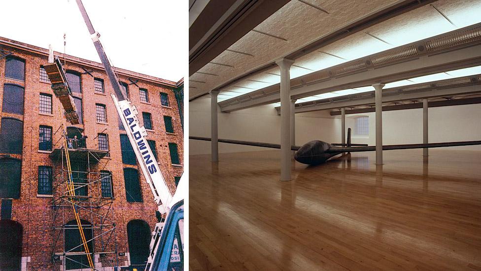 Installing Antony Gormley's Glider at Tate Liverpool in 1993