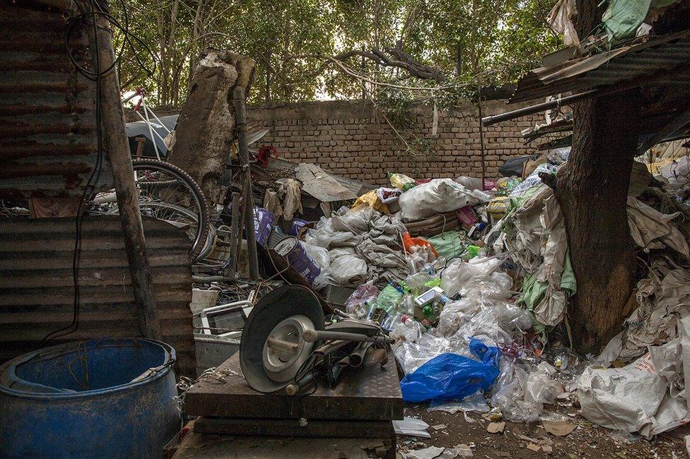 Piles of plastic at the scrapyard