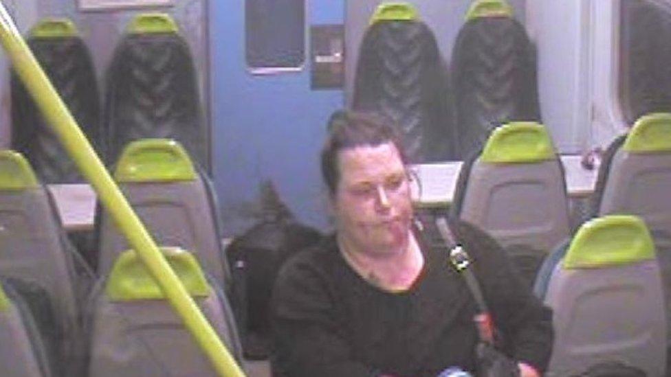 CCTV footage of Savage leaving after stabbing her friend on a train