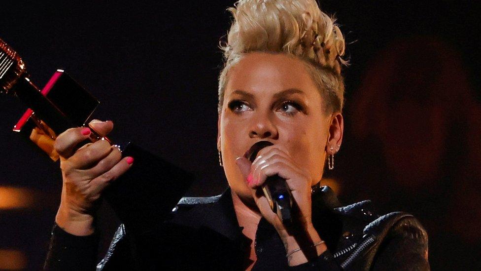 Pink accepted the Icon Award at the 2021 Billboard Music Awards in May